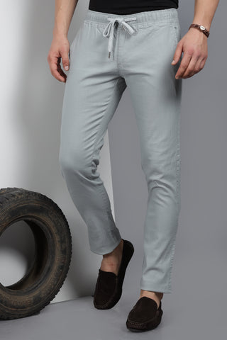 Solid Pista Ankle Fit Linen Lycra Joggers