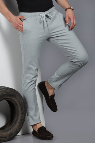 Solid Pista Ankle Fit Linen Lycra Joggers