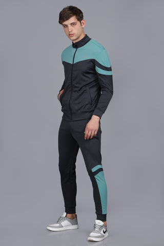 Sea Green | Black V Curve 4 Way Stretchable Dry Fit Tracksuit