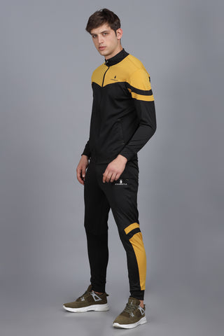Occur Yellow | Black V Curve 4 Way Stretchable Dry Fit Track Suit