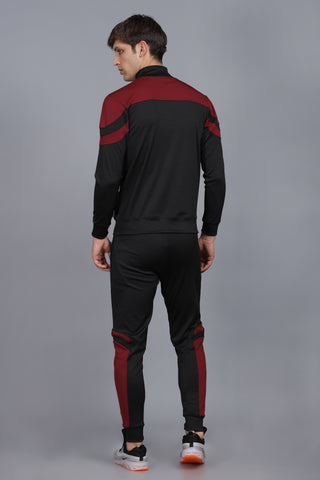 Maroon | Black V Curve 4 Way Stretchable Dry Fit Track Suit