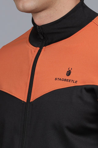 Orange | Black V Curve 4 Way Stretchable Dry Fit Track Suit