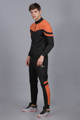 Orange | Black V Curve 4 Way Stretchable Dry Fit Track Suit