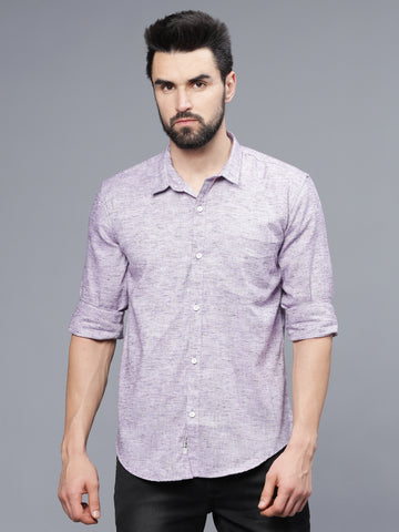 Light Purple Linen Slim Fit Shirt