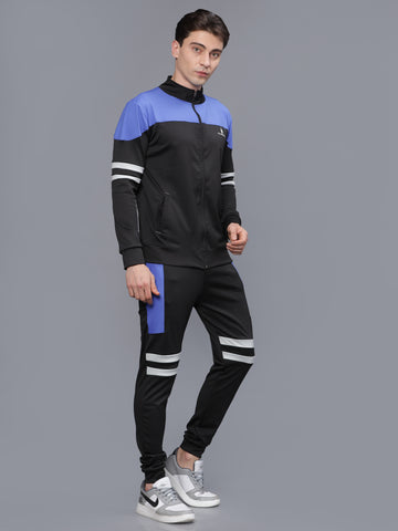 Royal Blue | Black 4 Way Lycra Dry Fit Track Suit
