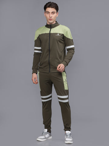 Olive Green 4 Way Lycra Dry Fit Track Suit