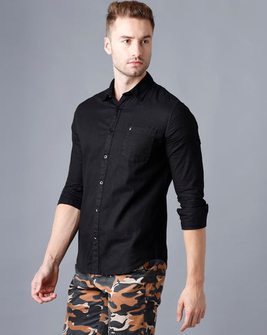 Obsidian Black Linen Shirt