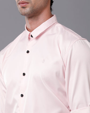 Peach Satin Full Sleeve Shirt