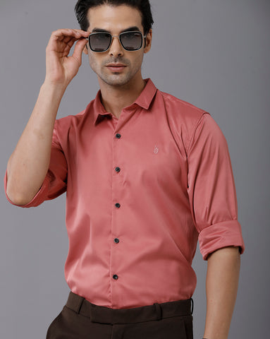 Coral Satin Full Shirt