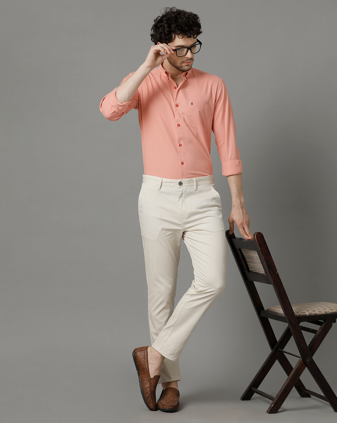 Light Pink Premium Cotton Slim Fit Shirt