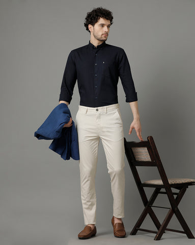 Navy Blue Premium Cotton Slim Fit Shirt