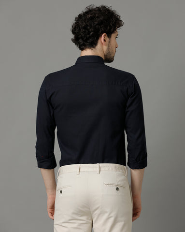 Navy Blue Premium Cotton Slim Fit Shirt