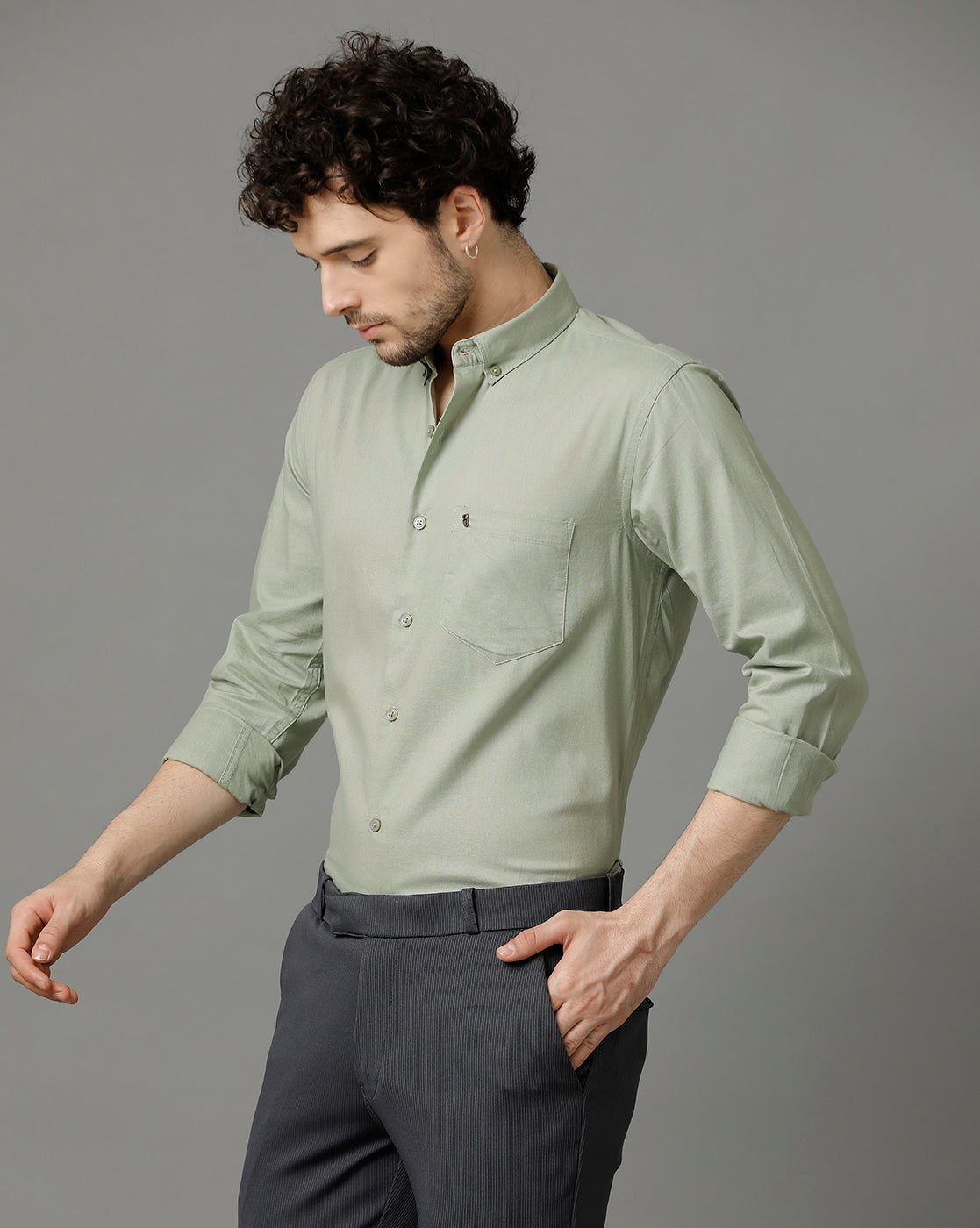 Light Green Premium Cotton Slim Fit Shirt