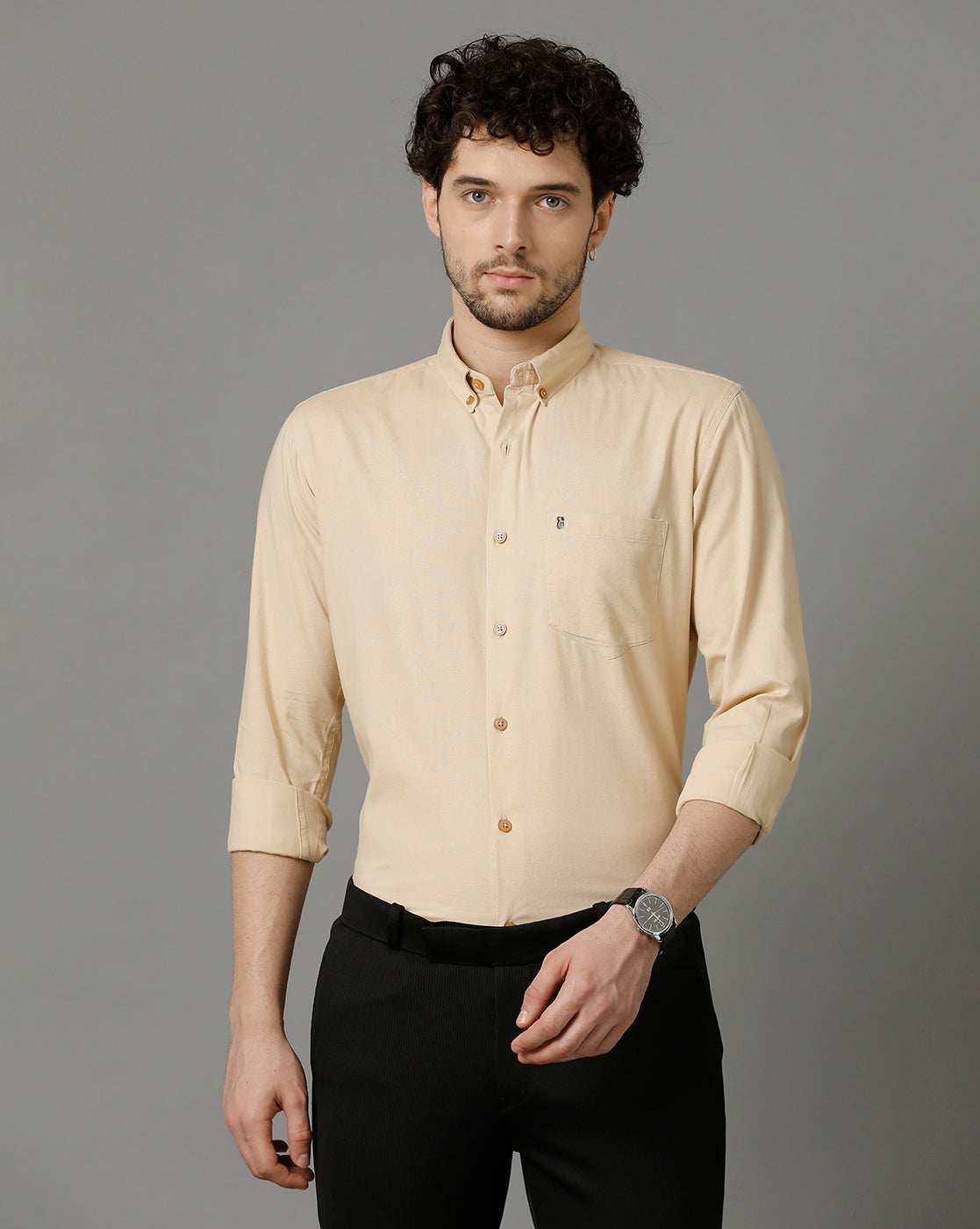 Serene Cream Premium Cotton Slim Fit Shirt