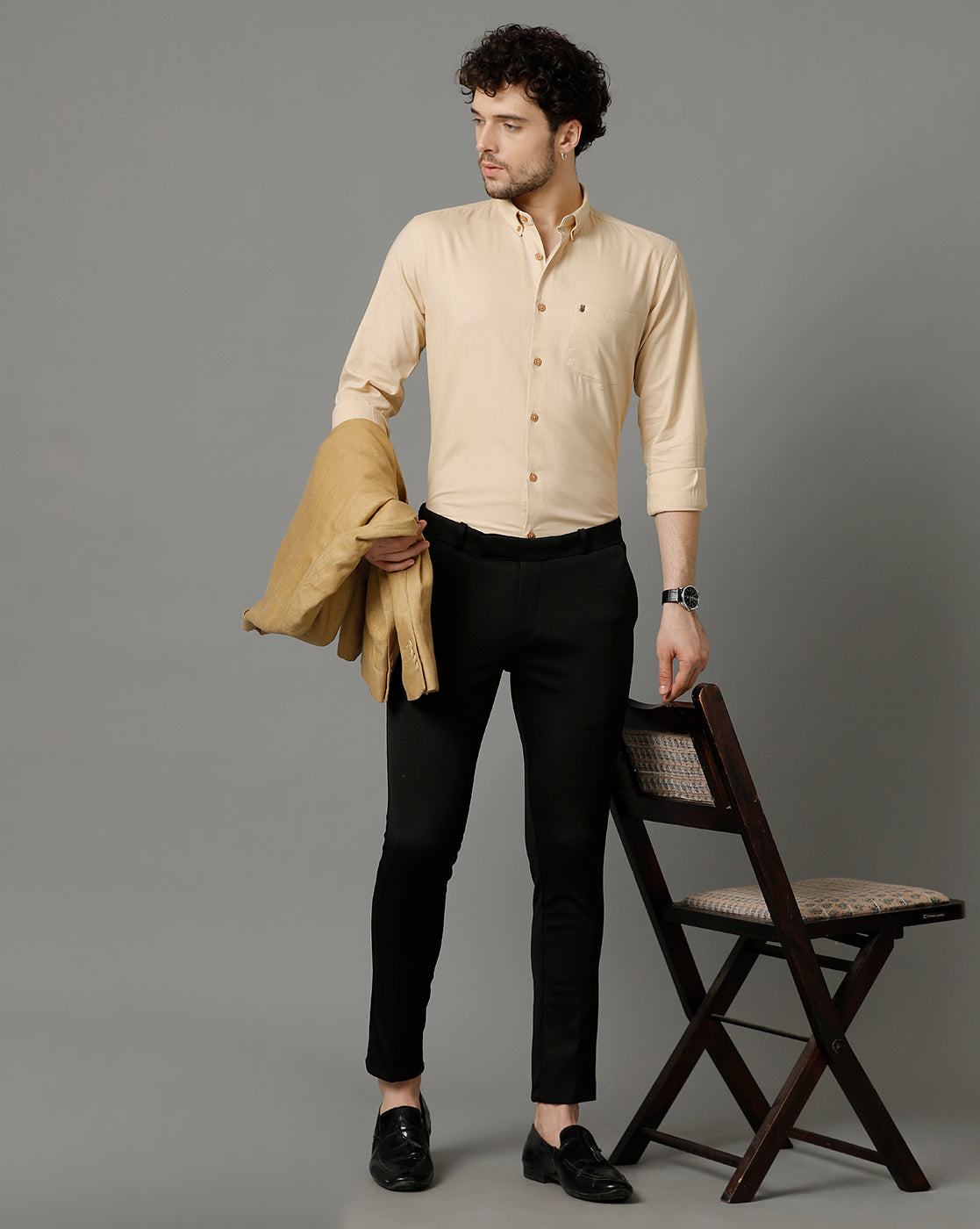 Serene Cream Premium Cotton Slim Fit Shirt