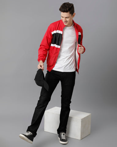 Black | White | Red Unisexual Slim Fit Windcheater