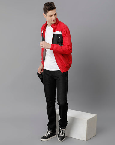 Black | White | Red Unisexual Slim Fit Windcheater