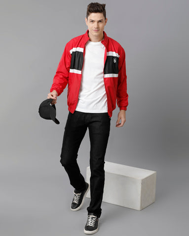 Black | White | Red Unisexual Slim Fit Windcheater