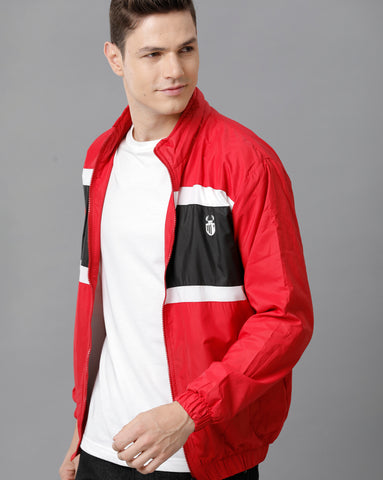 Black | White | Red Unisexual Slim Fit Windcheater