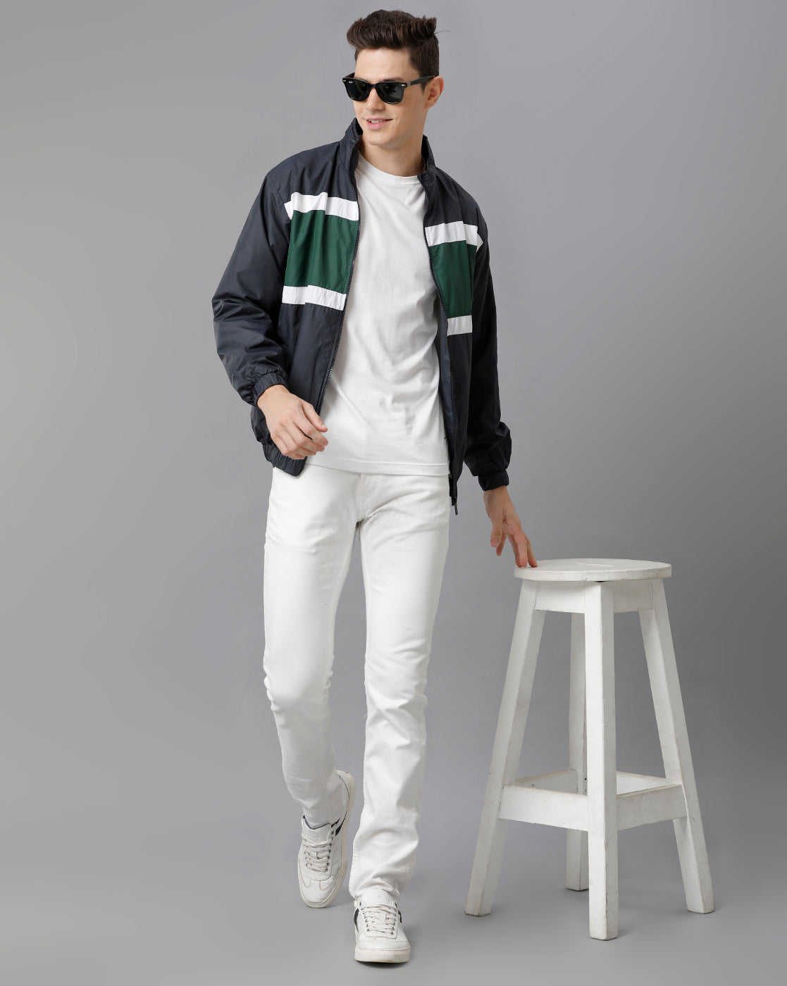 Green | White | Navy Unisexual Slim Fit Windcheater