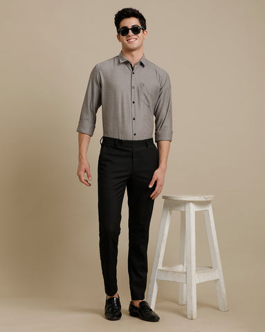 Dark Grey Premium Oxford Cotton Slim Fit Shirt