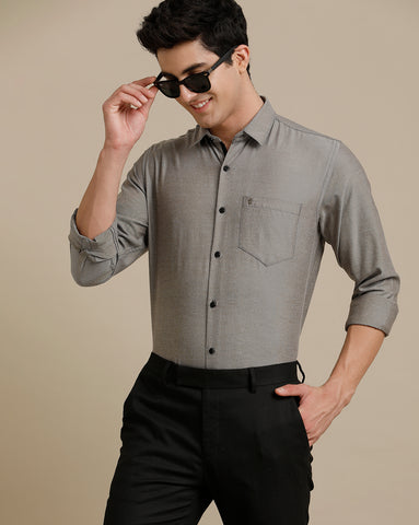 Dark Grey Premium Oxford Cotton Slim Fit Shirt