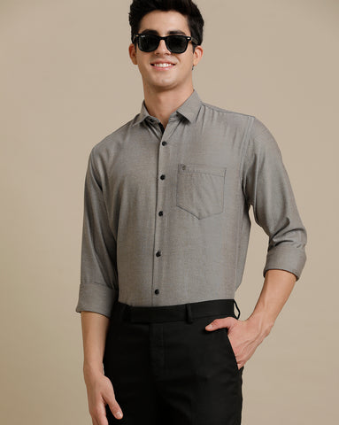 Dark Grey Premium Oxford Cotton Slim Fit Shirt