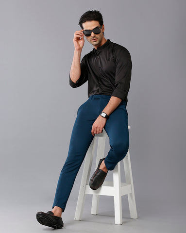 Satin Black Chinese Collar Shirt