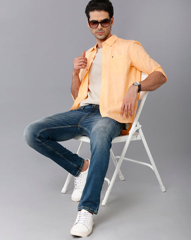 Orange Linen Full Sleeve Shirt
