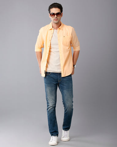 Orange Linen Full Sleeve Shirt