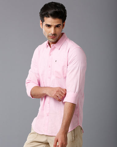 Pink Linen Full Sleeve Shirt