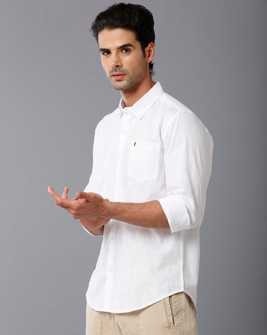 White Linen Full Sleeve Shirt