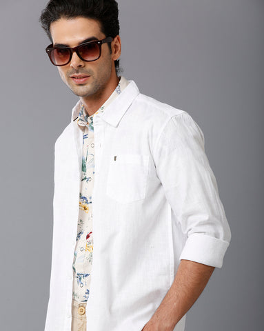 White Linen Full Sleeve Shirt