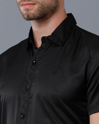 Ebony black solid half shirt