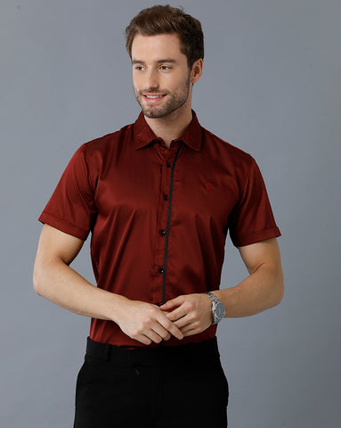 Maroon-solid-half-shirt