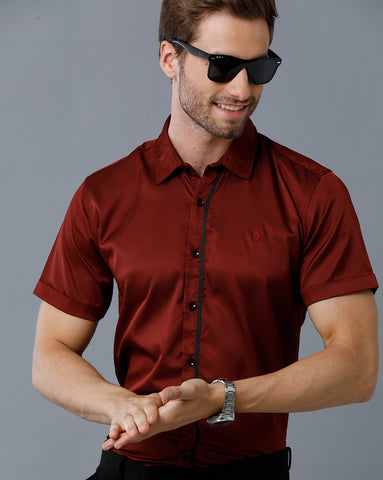 Maroon-solid-half-shirt