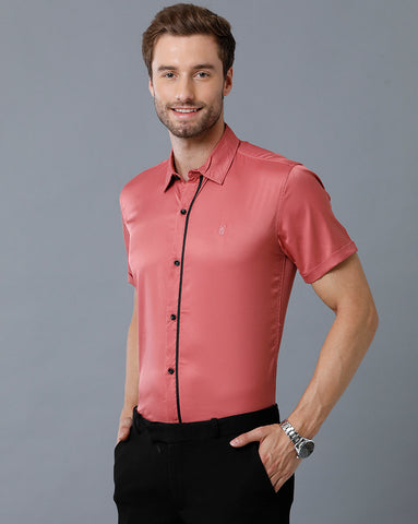 Coral pink solid half shirt