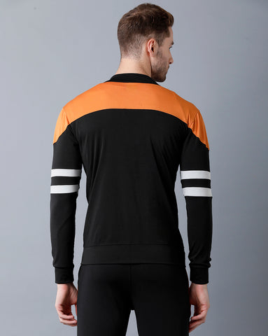 Orange | Black 4 Way Lycra Dry Fit Track Suit