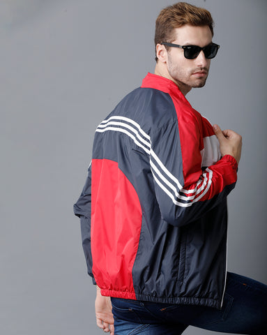 Red | White | Navy Blue Tricolor Slim Fit Windcheater