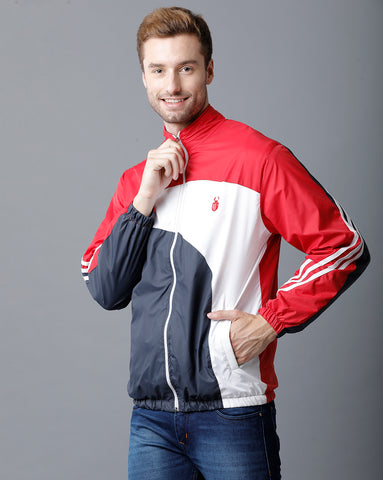 Red | White | Navy Blue Tricolor Slim Fit Windcheater