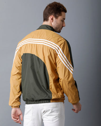 Green | White | Mustard Tricolor Slim Fit Windcheater