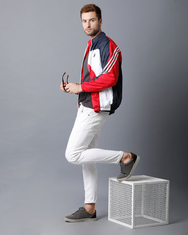 Navy Blue | White | Red Tricolor Slim Fit Windcheater