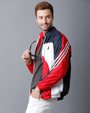 Navy Blue | White | Red Tricolor Slim Fit Windcheater