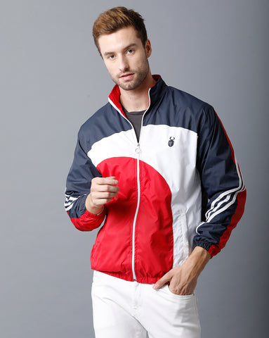 Navy Blue | White | Red Tricolor Slim Fit Windcheater