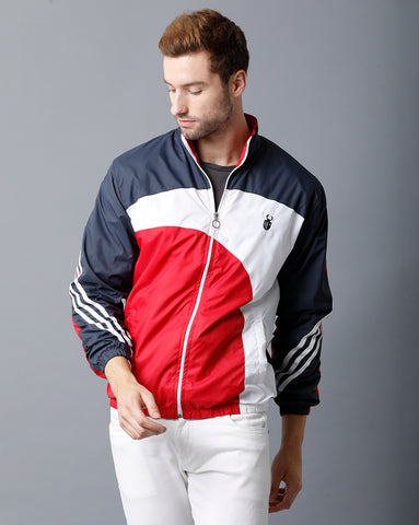 Navy Blue | White | Red Tricolor Slim Fit Windcheater