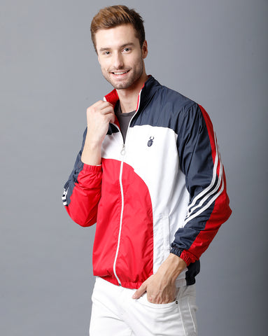 Navy Blue | White | Red Tricolor Slim Fit Windcheater
