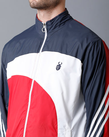Navy Blue | White | Red Tricolor Slim Fit Windcheater