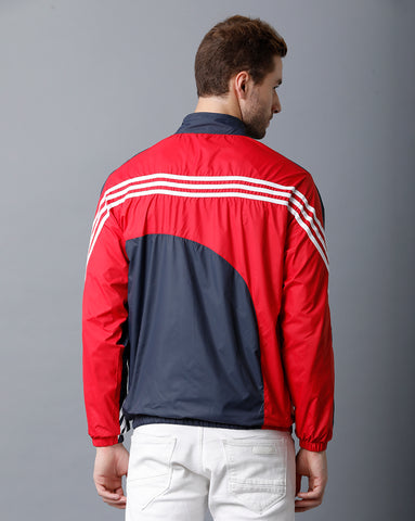 Navy Blue | White | Red Tricolor Slim Fit Windcheater