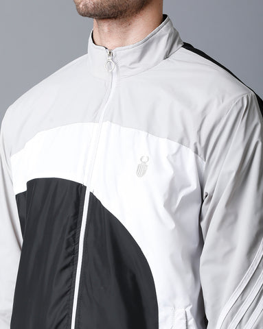 Grey | White | Black Tricolor Slim Fit Windcheater