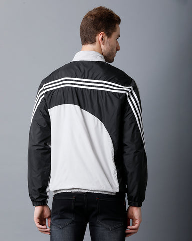 Grey | White | Black Tricolor Slim Fit Windcheater